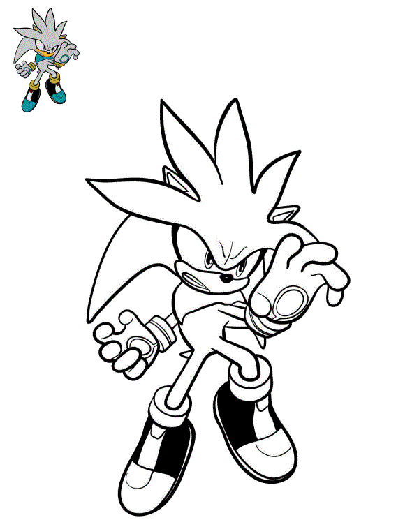 Coloriage Silver le Hérisson Gris - Sonic à imprimer